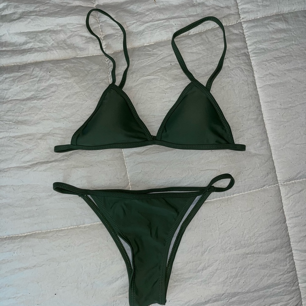 NEW XS Shein green 2 piece bathing suit